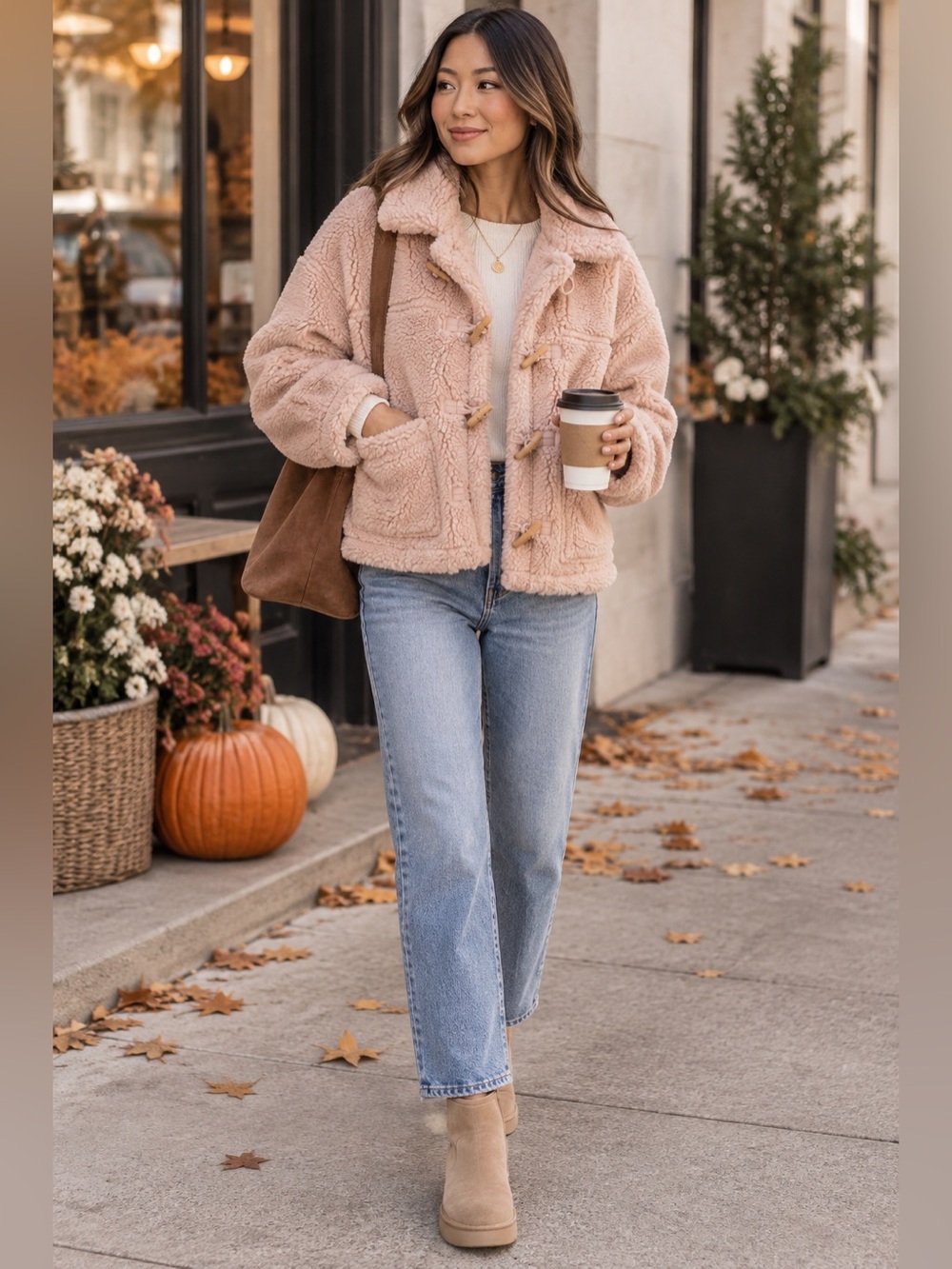 Saltwater Luxe Blush Pink Teddy Toggle Coat Sherpa Jacket Small NWOT
